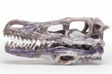 Polished Chevron Amethyst Dinosaur Crystal Skull - Ferocious! #218500-1